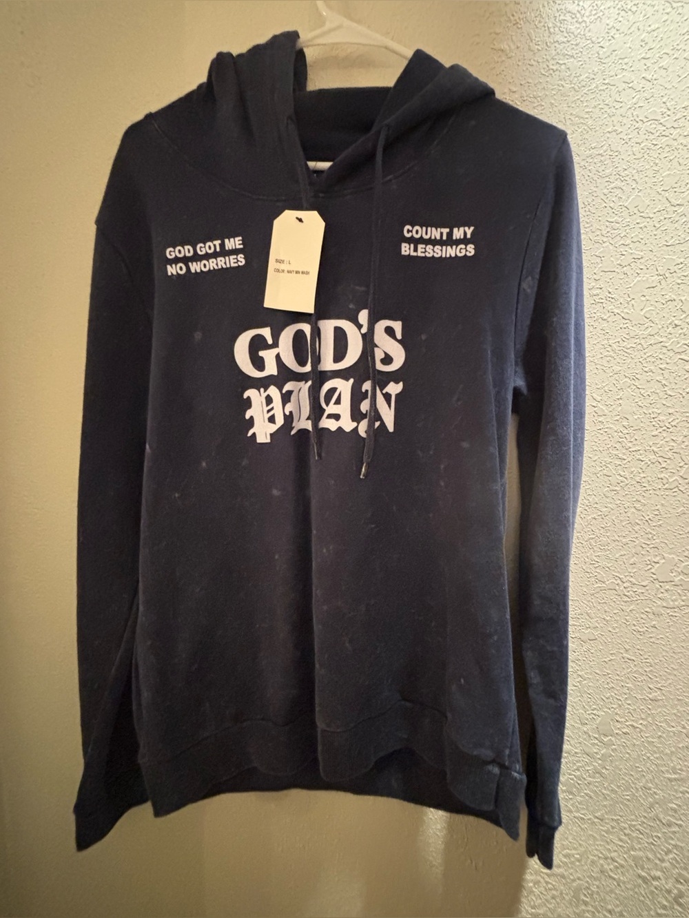 God's Plan Navy Graphic Hoodie